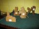 Cute Group Of Four Carved Amish Wood Figures,  Children W/ Hobby Horse,  Slide, Carved Figures photo 1