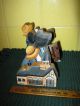Cute Group Of Four Carved Amish Wood Figures,  Children W/ Hobby Horse,  Slide, Carved Figures photo 6