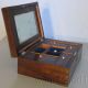Antique 19c Victorian Sewing Work Box Fitted Pincushion Mirror Thread Winders Baskets & Boxes photo 10