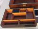 Antique 19c Victorian Sewing Work Box Fitted Pincushion Mirror Thread Winders Baskets & Boxes photo 8