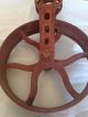 Unique Antique Industrial Large Cast Iron Pulley Wheel & Bracket Steampunk Art Other Mercantile Antiques photo 1