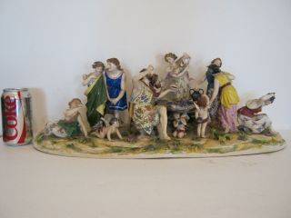 Antique 1771 - 1817 Rare Capodimonte Big 22x8x7 Porcelain Figurines Dresden Era photo