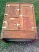 Antique Oak Ice Box Three Door Porcelain Lined Wire Shelves Ice Boxes photo 11