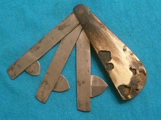 Vintage Knife Knives Pocket Old Drs Doctors Fleam Bleeder Tools Old Antique Horn photo