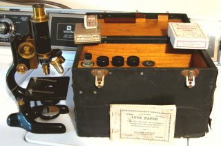 1924 Antique Bausch & Lomb Opt.  Co.  Research Microscope W/case Laboratory photo