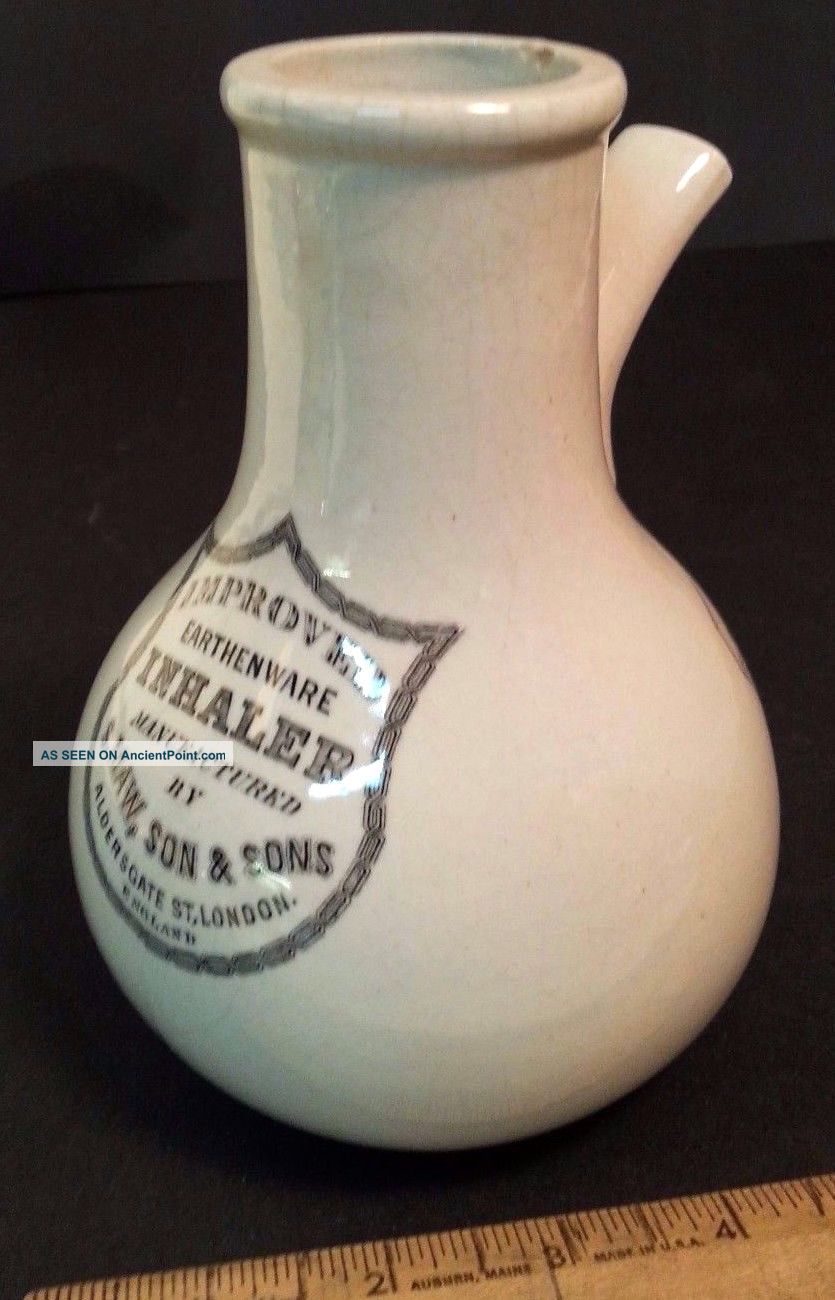 Victorian Medical Improved Earthenware Inhaler S.  Mae,  Son & Sons England Antique Bottles & Jars photo