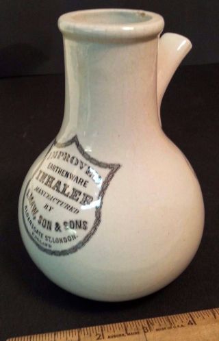 Victorian Medical Improved Earthenware Inhaler S.  Mae,  Son & Sons England Antique photo