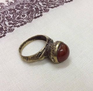 Mens Islamic Agate Ring Vintage Aqiq Old Afghan Antique Middle East Persian Sz 7 photo