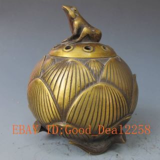 China Bronze Handwork Incense Burner & Lid & Frog photo