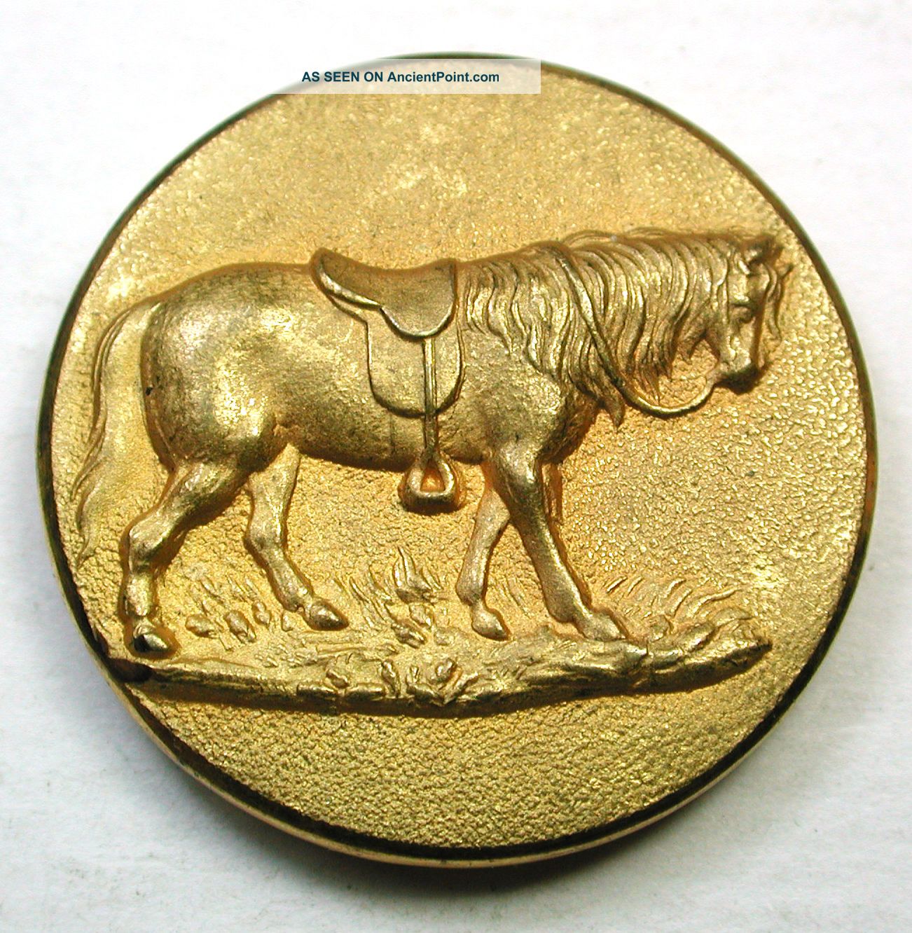 Antique Brass Sporting Button Saddled Horse Design Buttons photo