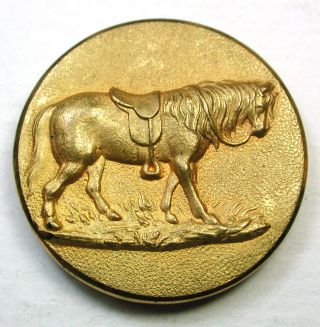 Antique Brass Sporting Button Saddled Horse Design photo
