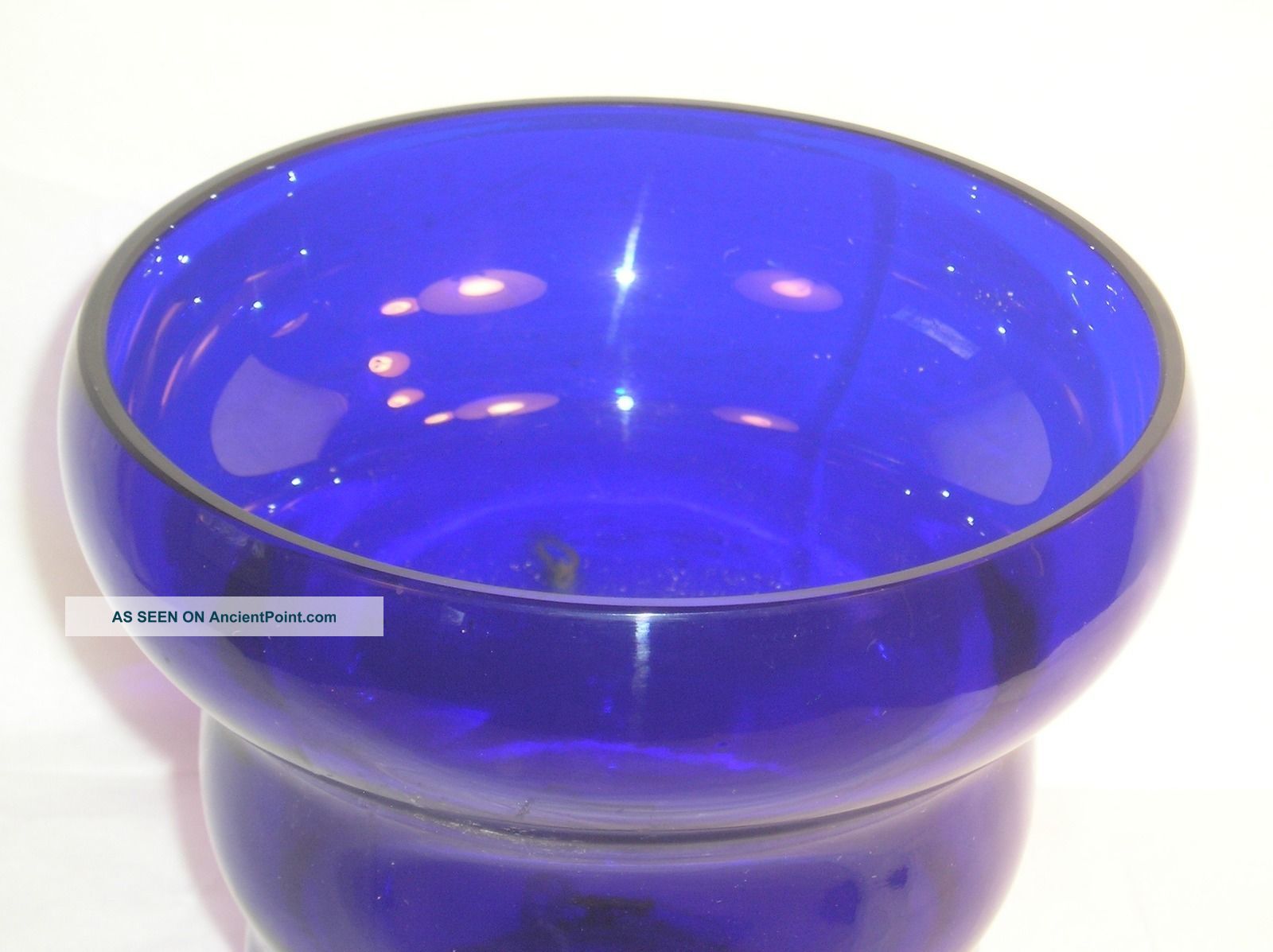 An Art Deco Glass Streamline Modernist Design Polished Rim Blue Cobalt Vase L62 Art Deco photo