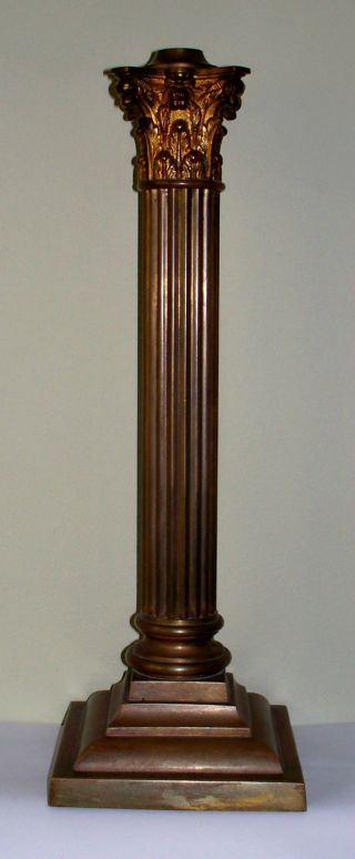 Quality Victorian Hinks Cast Brass Corinthian Column Oil Lamp Base photo