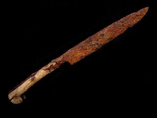 Medieval Iron Knife With Bone Handle photo