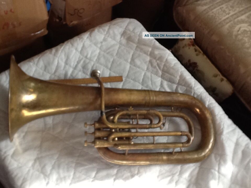 Antique H N White King Baritone Euphonium Trombonium 3 Valve Horn,  Hard Case Mp Brass photo