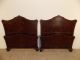 Pair 1930s / 40s Flame Or Figured Mahogany French Chippendale Twin Beds 1900-1950 photo 6