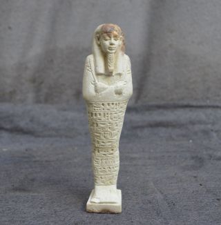 Authentic Egypt Faience Ushabti,  26ste - 30st.  Dynastie With Hieroglyphs photo