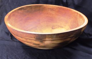 Antique Vintage Large Wooden Dough Bowl Primitive Hand Carved 18 