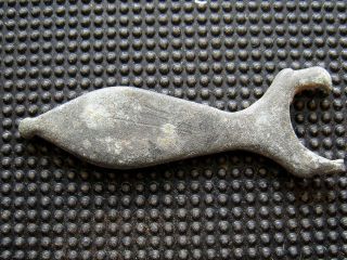 Antiques Roman Bronze Strap End Found With Metal Detector photo