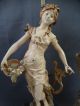 (2) Antique French Art Nouveau Lady Goddess Statue Figural L&f Moreau Lamp Lamps photo 2