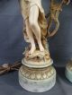 (2) Antique French Art Nouveau Lady Goddess Statue Figural L&f Moreau Lamp Lamps photo 3