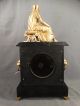 19thc Antique Egyptian Revival Figural Lady Goddess & Lion Statue Mantel Clock Clocks photo 4