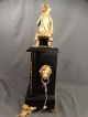 19thc Antique Egyptian Revival Figural Lady Goddess & Lion Statue Mantel Clock Clocks photo 6