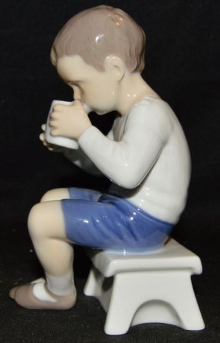 Early Bing And Grondhal Figurine Of Boy Drinking From A Mug,  Denmark photo