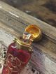 Antique Victorian French Ruby Red Chatelaine Perfume Scent Bottle Perfume Bottles photo 5