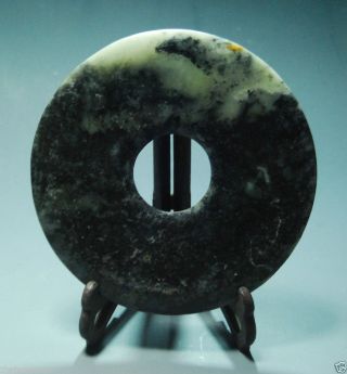 Chinese Neolithic Ancient Jade Carved Ritual Bi Pi Disc photo