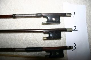 Old Viola Bow Vuillaume Silver 2 Violin Bows Pernambuco For Repair Re - Hair No Re photo