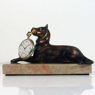 Antique French Art Deco Dog Pocket Watch Stand Holder 1920s.  1930s photo