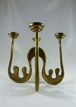 Art Deco Abstract Bronze Candlestick Mid Century Modern Candle Holder Brutalist photo