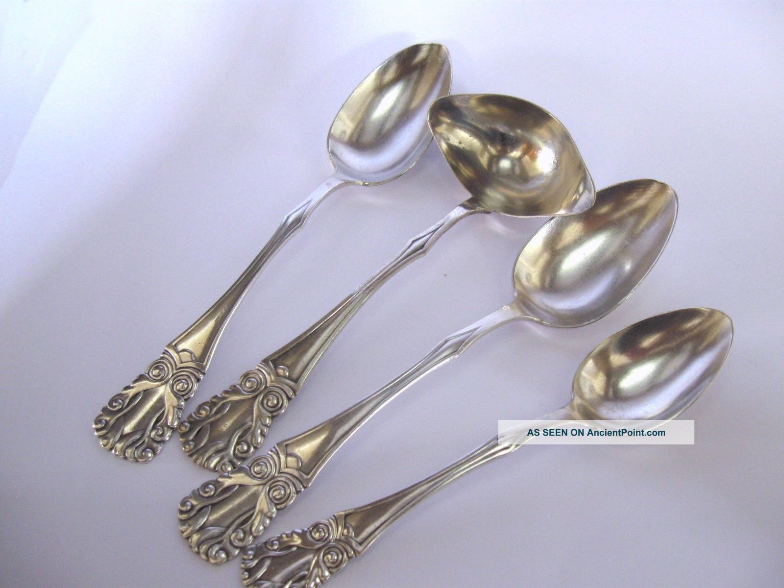 Silverplate Serving Spoons & Gravy Spoon Denmark 2 Towers Hallmark 1919 Silverplate photo