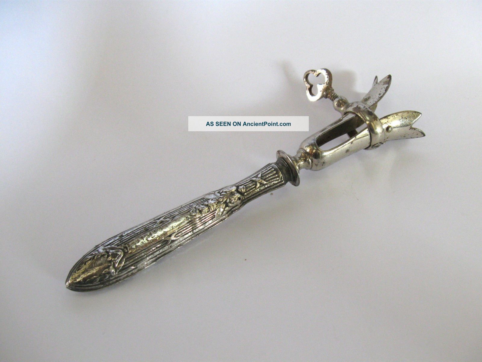 Antique Silver Handled Ham Hock Lamb Bone Holder Sterling Silver (.925) photo