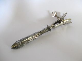 Antique Silver Handled Ham Hock Lamb Bone Holder photo