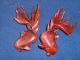 Antique Chinese Hand Carved Hardwood Carp X 2 Fan Tailed Fish Koi Glass Eye Pair Woodenware photo 3