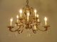Fine 10 Light Brass Chandelier Crystal Vintage Lamp Old Antique Heart Shape Chandeliers, Fixtures, Sconces photo 5