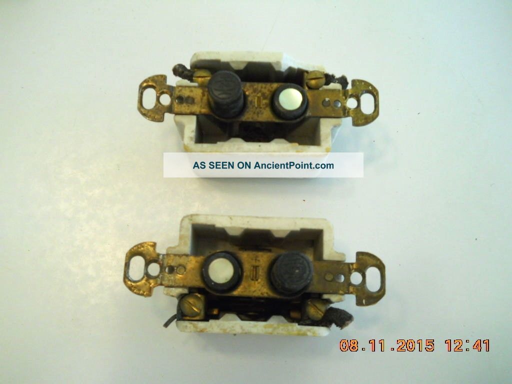 2 Antique Ceramic 2 - Way Mother Of Pearl Push Button Wall Light Switches Switch Plates & Outlet Covers photo