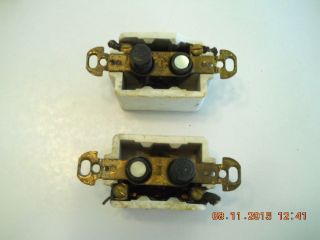 2 Antique Ceramic 2 - Way Mother Of Pearl Push Button Wall Light Switches photo