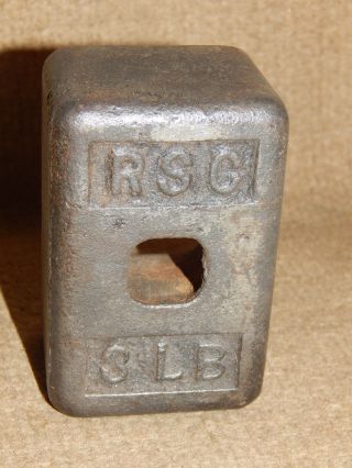 Vintage Cast Iron Block,  3 Lbs Rsc,  Scale Weight? photo