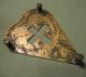 Antique 19c Handwrought Brass Trivet Heart And Cross Made Of Reused Brass Sign Metalware photo 1