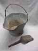 Vintage Metal Coal Scuttle Hod Ash Bucket - 2 Handles With Ash Shovel Hearth Ware photo 1