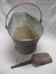 Vintage Metal Coal Scuttle Hod Ash Bucket - 2 Handles With Ash Shovel Hearth Ware photo 2