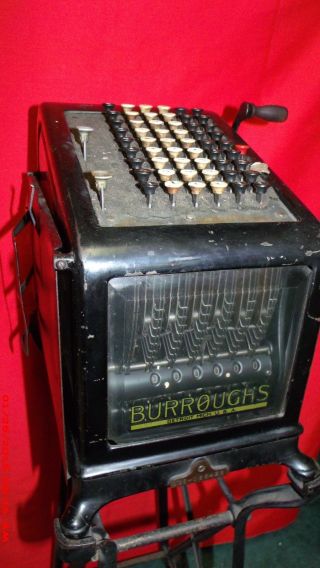 Antique Rare Burroughs Calculator Adding Machine With Stand Sw Pa photo