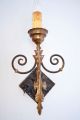 Vintage 1920s Cast Iron Brass Electric Wall Sconce 14 