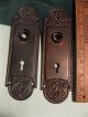 Old Art Nouveau Or Edwardian Leaf And Shell Pattern Steel Door Plates Door Plates & Backplates photo 1