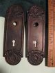 Old Art Nouveau Or Edwardian Leaf And Shell Pattern Steel Door Plates Door Plates & Backplates photo 2