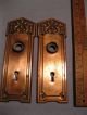 Old Art Nouveau Or Edwardian Leaf& Urn Pattern Brass Door Plates Copper Finish Door Plates & Backplates photo 1