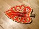 Vintage 1963 Treasure Craft Mid Century Leaf Ashtray Art Pottery Red Orange Mid-Century Modernism photo 1